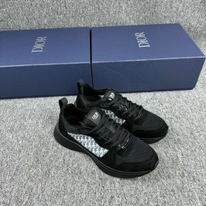 上新 CD迪奥 B25 帆布皮革 绒面革 低帮 生活休闲鞋 黑色 图1