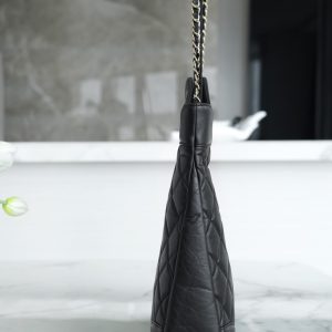 Chanel 31bag 大号黑色 褶皱小牛皮 图5