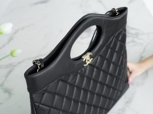 Chanel 31bag 大号黑色 褶皱小牛皮 图8