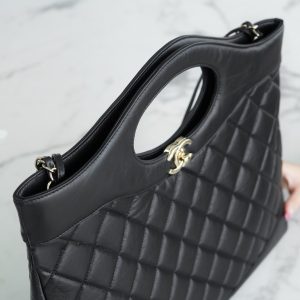 Chanel 31bag 大号黑色 褶皱小牛皮 图8