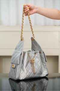 Chanel small hobo 银色 小号 图4