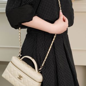 Chanel 25c 手柄盒子包 荔枝牛 米白 图4