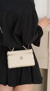 Chanel 25c 手柄盒子包 荔枝牛 米白 图6