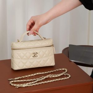 Chanel 25c 手柄盒子包 荔枝牛 米白 图7