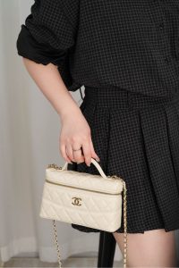 Chanel 25c 手柄盒子包 荔枝牛 米白 图8