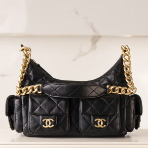 CHAENL 25c 小号嬉皮 hobo bag 黑金 图1
