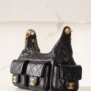 CHAENL 25c 小号嬉皮 hobo bag 黑金 图5