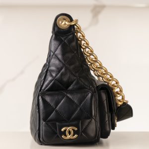 CHAENL 25c 小号嬉皮 hobo bag 黑金 图6