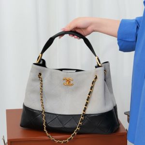 Chanel 25A 麂皮购物袋 灰色小号 图2