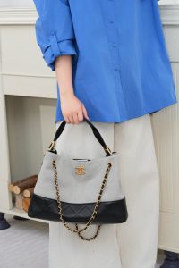 Chanel 25A 麂皮购物袋 灰色小号 图4
