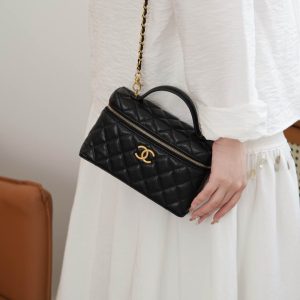 Chanel 25P 新款饭盒包 黑金 荔枝牛 图1