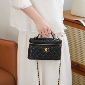 Chanel 25P 新款饭盒包 黑金 荔枝牛 图2