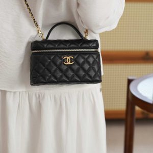 Chanel 25P 新款饭盒包 黑金 荔枝牛 图6
