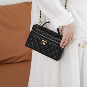 Chanel 25P 新款饭盒包 黑金 荔枝牛 图7