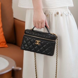 Chanel 25P 新款饭盒包 黑金 荔枝牛 图9