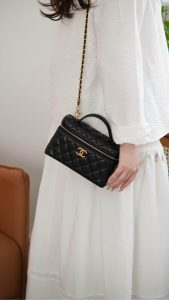 Chanel 25P 新款饭盒包 黑金 荔枝牛 图1