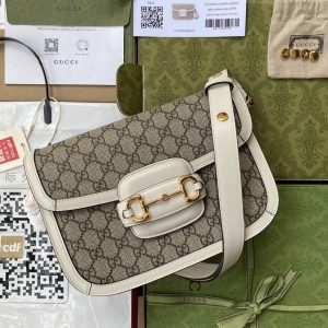 。【原厂皮配置全套包装三亚免税店礼袋】Gucc” 1955 Horsebit Bag!经典的马衔扣+Monogram+棕 图1