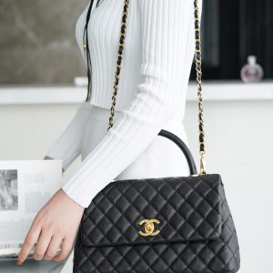 CHANEL Coco handle 牛皮手柄 黑色 中号 图3