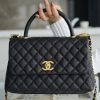 CHANEL Coco handle 牛皮手柄 黑色 中号 图1