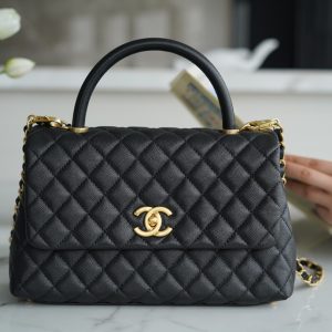 CHANEL Coco handle 牛皮手柄 黑色 中号 图2
