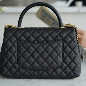 CHANEL Coco handle 牛皮手柄 黑色 中号 图3