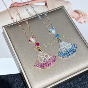 宝格丽DIVAS’ DREAM 渐变粉 渐变蓝钻扇子项链 图1