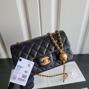 23k新版金球 羊皮金属球mini CF方胖子金珠可调节斜挎单肩包 1787 尺寸:20cm 图1