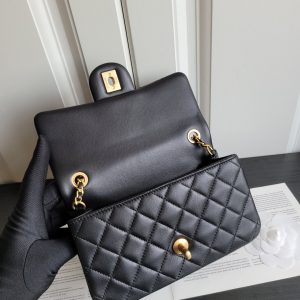 23k新版金球 羊皮金属球mini CF方胖子金珠可调节斜挎单肩包 1787 尺寸:20cm 图7