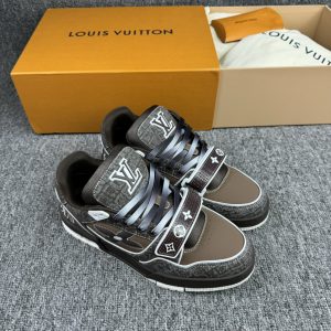 上新 1v Trainer 牛仔布 系带圆头 低帮 板鞋 棕色 图1