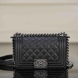 Chanel Leboy 小球纹 黑银小号 图1