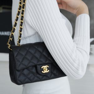 CF Classic Flap |荔枝纹 Mini 黑金 图3