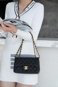 CF Classic Flap |荔枝纹 Mini 黑金 图4