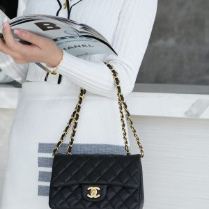CF Classic Flap |荔枝纹 Mini 黑金 图4