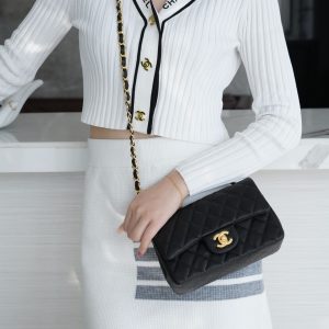 CF Classic Flap |荔枝纹 Mini 黑金 图8