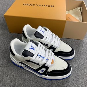 上新 驴牌trainer 皮革 圆头系带 低帮 板鞋 黑蓝色 图1