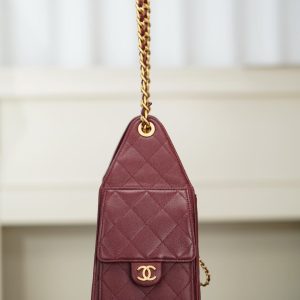 Chanel small hobo 酒红色 小号 图6