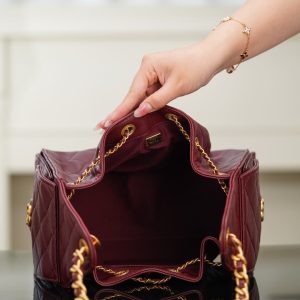 Chanel small hobo 酒红色 小号 图8
