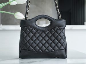 Chanel 31bag mini 黑色 褶皱小牛皮 图3