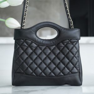 Chanel 31bag mini 黑色 褶皱小牛皮 图3