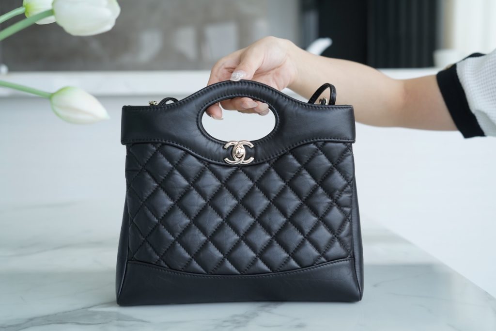 Chanel 31bag mini 黑色 褶皱小牛皮 图1