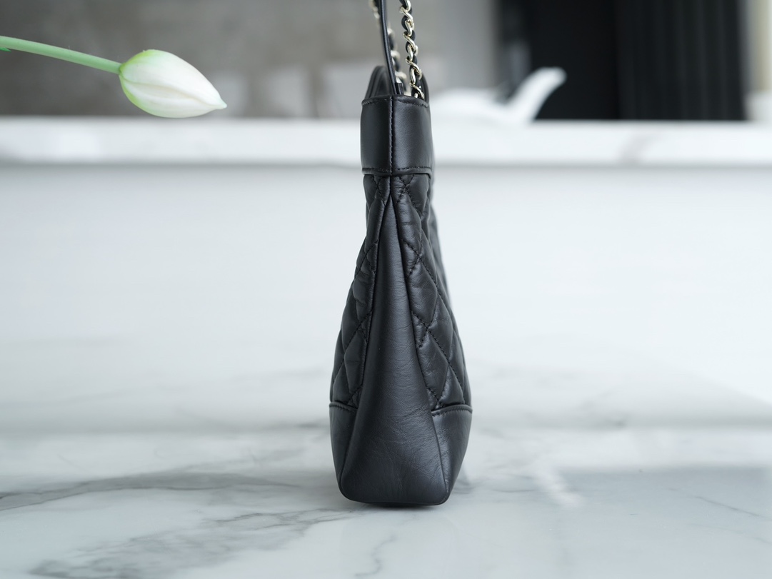 Chanel 31bag mini 黑色 褶皱小牛皮 图7