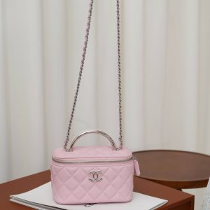 Chanel 25P 隐藏款 手柄长盒子包 粉色 荔枝牛 图5