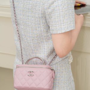 Chanel 25P 隐藏款 手柄长盒子包 粉色 荔枝牛 图6