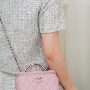 Chanel 25P 隐藏款 手柄长盒子包 粉色 荔枝牛 图7