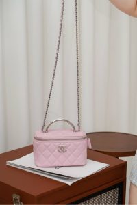 Chanel 25P 隐藏款 手柄长盒子包 粉色 荔枝牛 图5