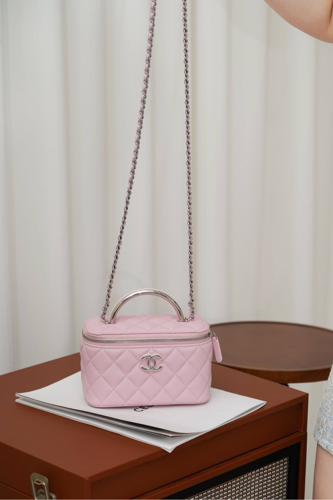 Chanel 25P 隐藏款 手柄长盒子包 粉色 荔枝牛 图5