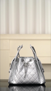 Chanel 26c 25bag 抽绳水桶包 银色银扣小号 图1