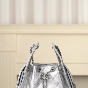 Chanel 26c 25bag 抽绳水桶包 银色银扣小号 图1