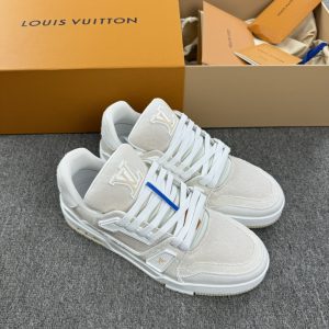 上新 1v驴牌 trainer 牛仔布 系带低帮男女板鞋 米色 图1