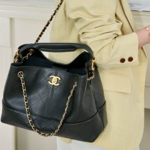 Chanel 25A 购物袋 原厂黑牛 小号 图7